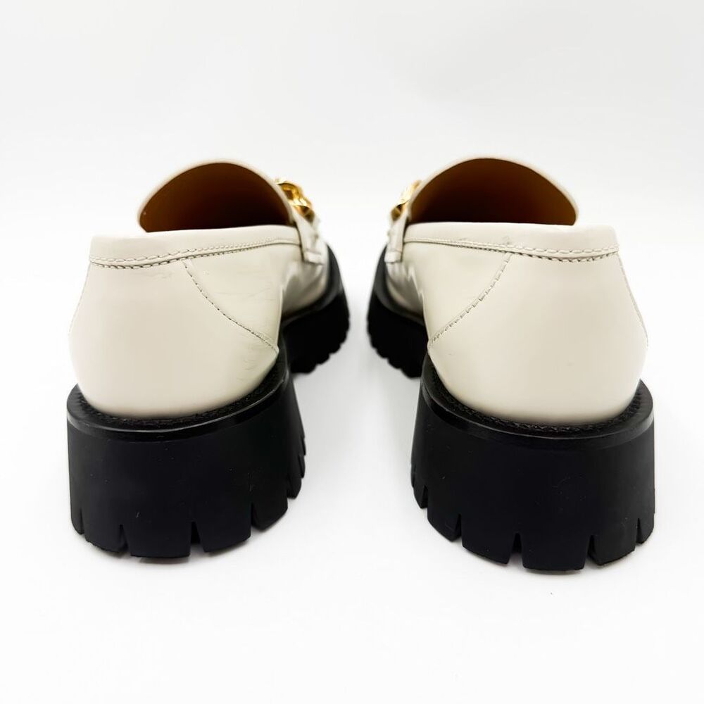 Gucci Jeanne GG Chain Lug Sole White Leather Platform Loafers EU 38 US 8 - Picture 5 of 12